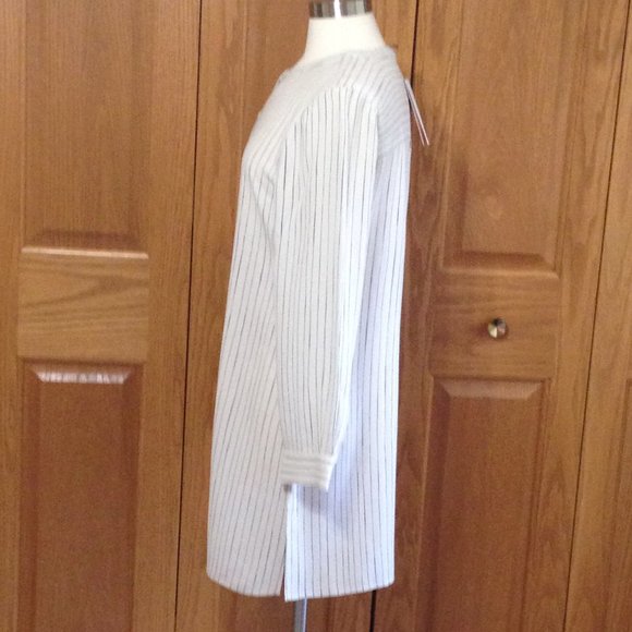 EILEEN FISHER - Pinstriped Silk Tunic Shirt - New, with Tag - Picture 4 of 9